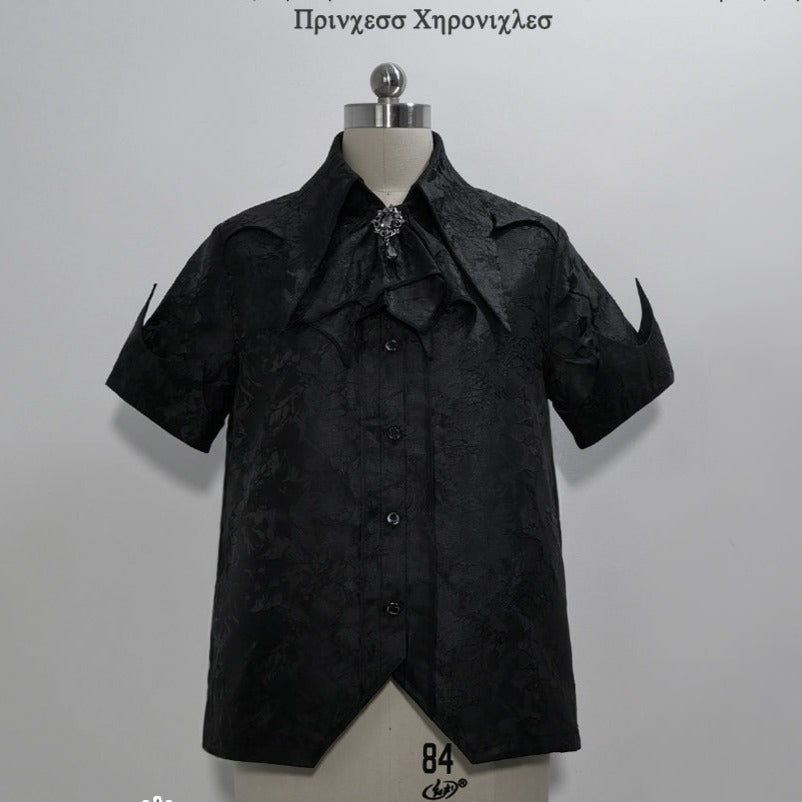 浮光魅影 皇子系 ブラックジャガード半袖ブラウス