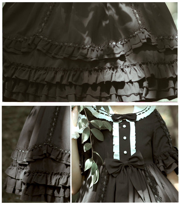 半袖 ダークレトロスタイル ロリータドレス - ロリータファッション通販RonRon