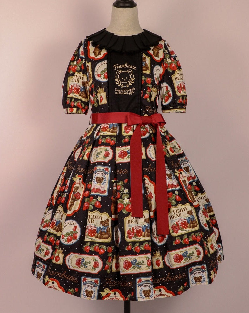 Strawberry Teddy bear 甘ロリ 半袖ワンピース くまタイプ