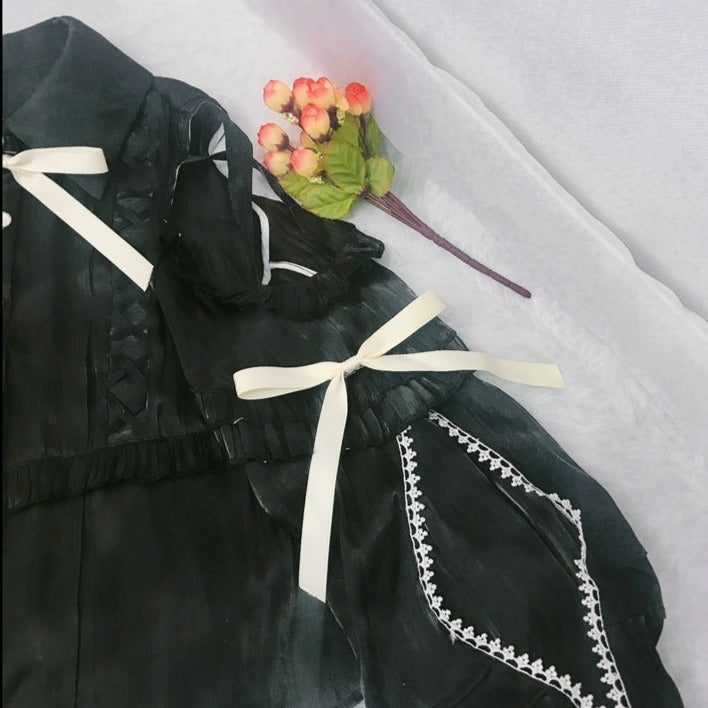 ショルダーオープンリボンブラウス