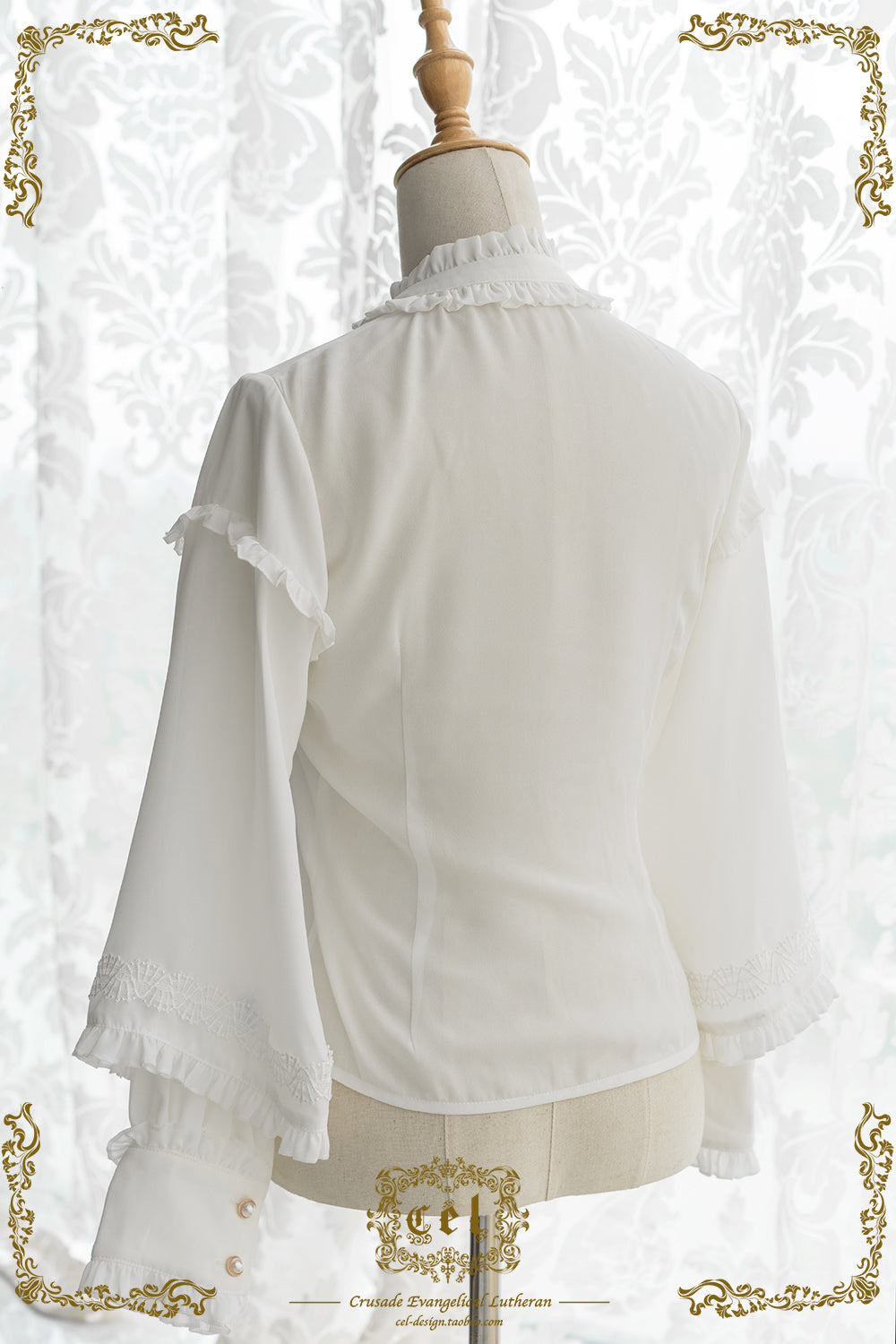 フリルのスタンドカラー和ロリブラウス