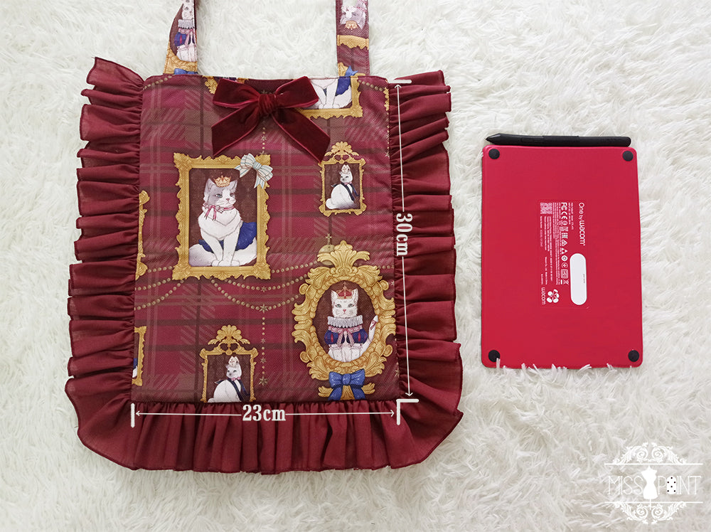 【同時購入のみ】額縁猫 ベレー帽・リボンブローチ・アーガイルソックス・バッグ