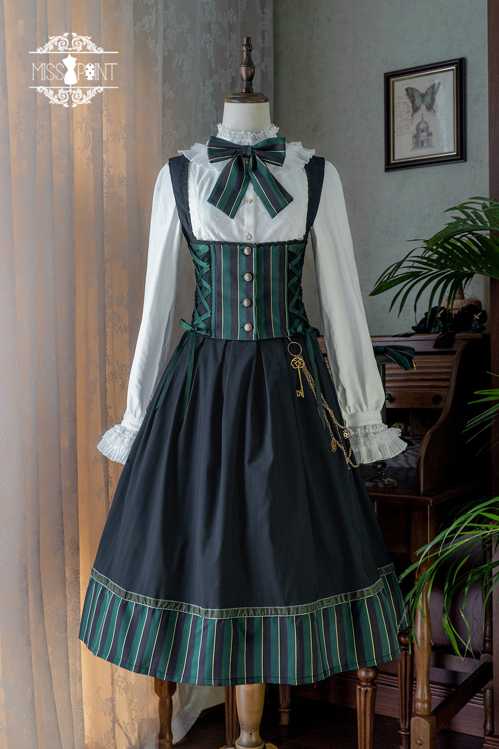 【予約販売】領主貴族のゴスロリ縦縞スカートとベスト