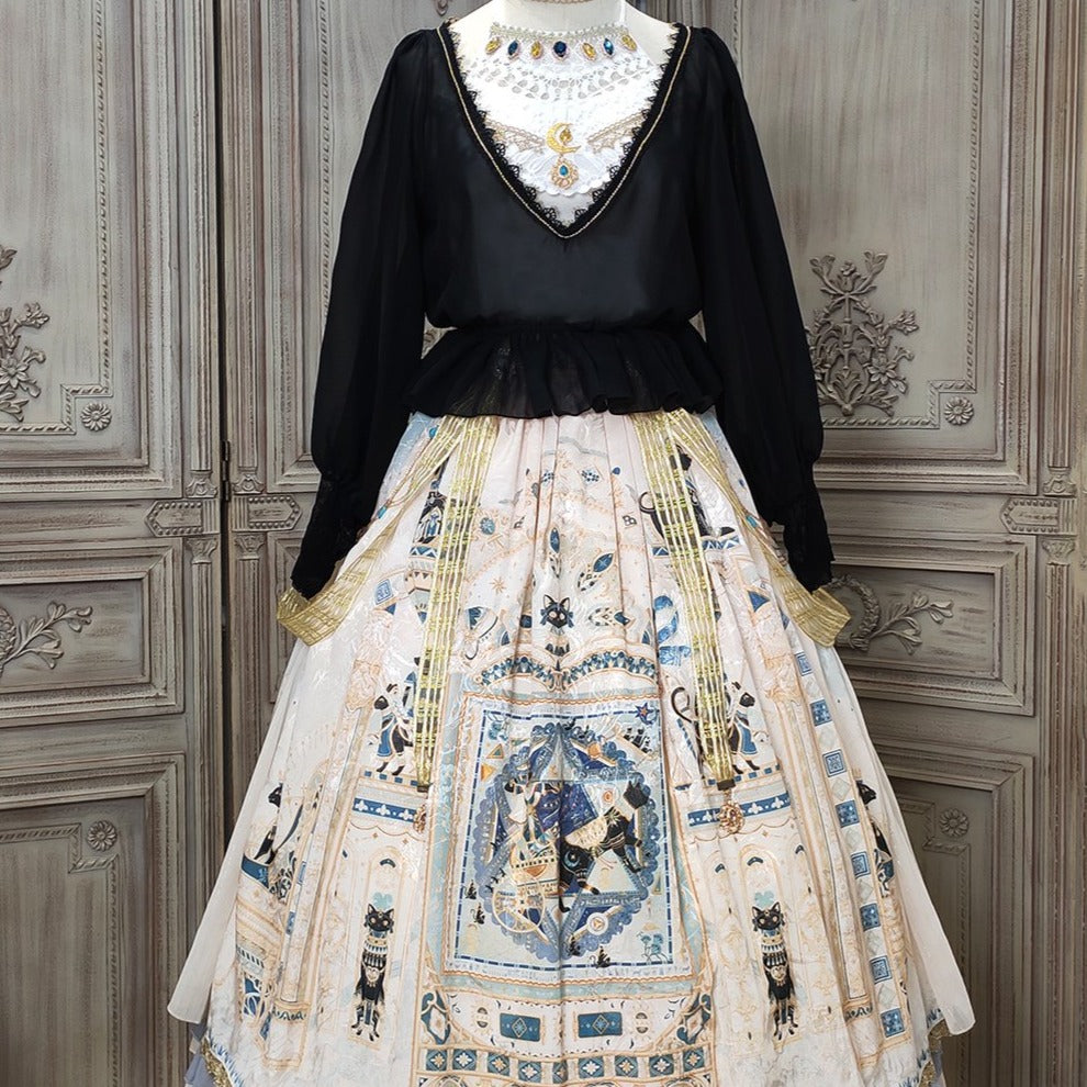 予約販売【セット販売】Twilight エジプト風ロリィタ サイドシフォンSK+Vネックブラウス