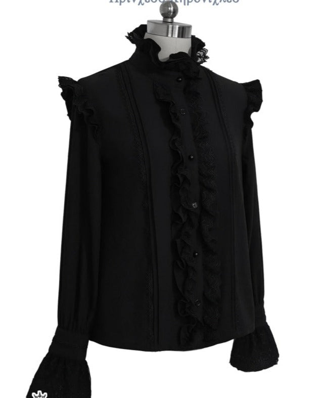 皇子系ロリィタ スタンドカラーフリルブラウス