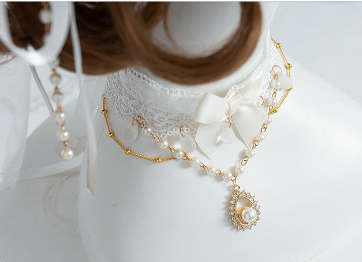 Day and Night Lace and Frill Bride Lolita Dress Full Set