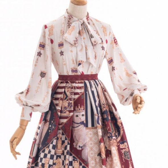 Brave Journey 2 Print Blouse with Ties