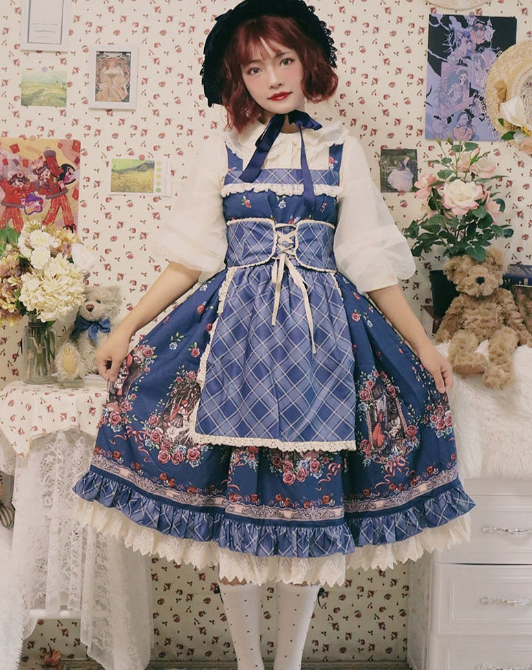 Little Red Riding Hood Print Garden Style Jumperskirt