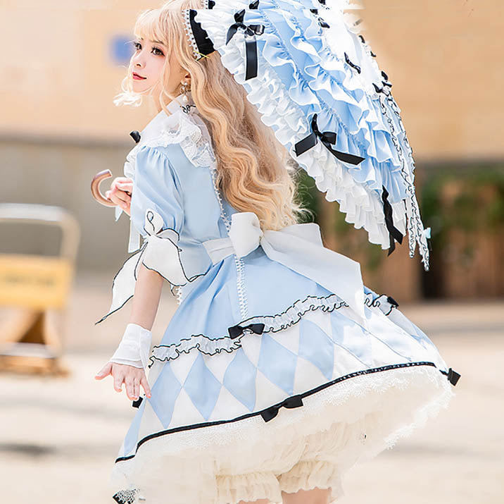 Alice Blue Diamond Pattern Motif Lolita Dress