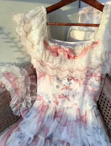 [Pre-orders available until 2/10] Ribbon Eternal Garden lace square neck dress