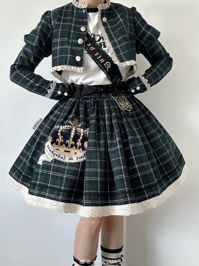 Thistle Crown チェックのショート丈ジャケット