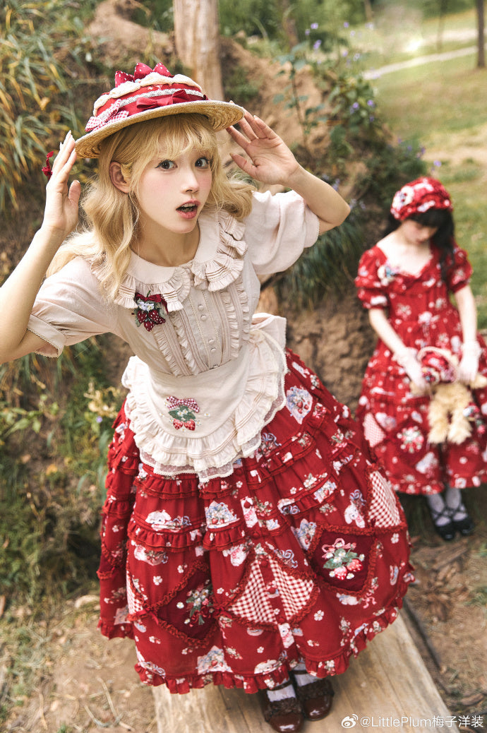 【受注予約7/11まで】Strawberry Bouquet 前ボタンスカート