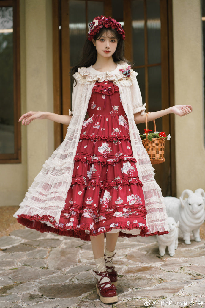 [Only available with simultaneous purchase] Strawberry Bouquet sheer gilet