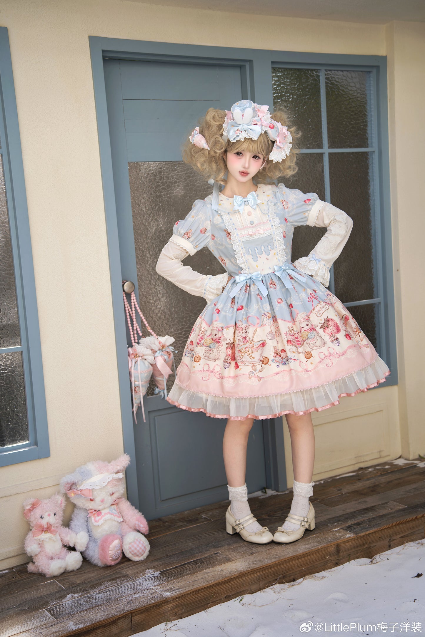 【受注予約1/7まで】Bunny Bakery 付け袖付きワンピース・オーガンジータイプ