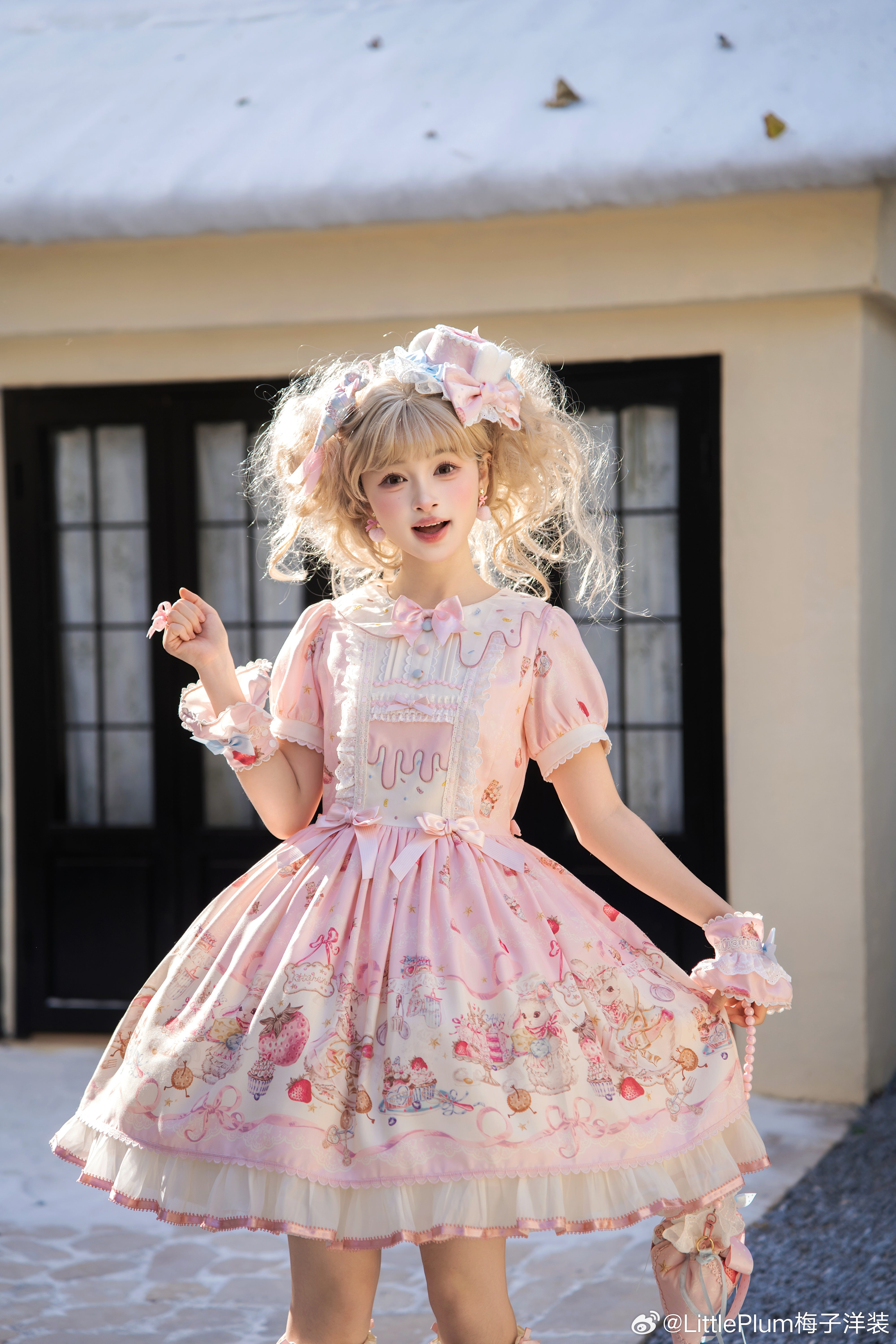 受注予約1/7まで】Bunny Bakery 付け袖付きワンピース・オーガンジー