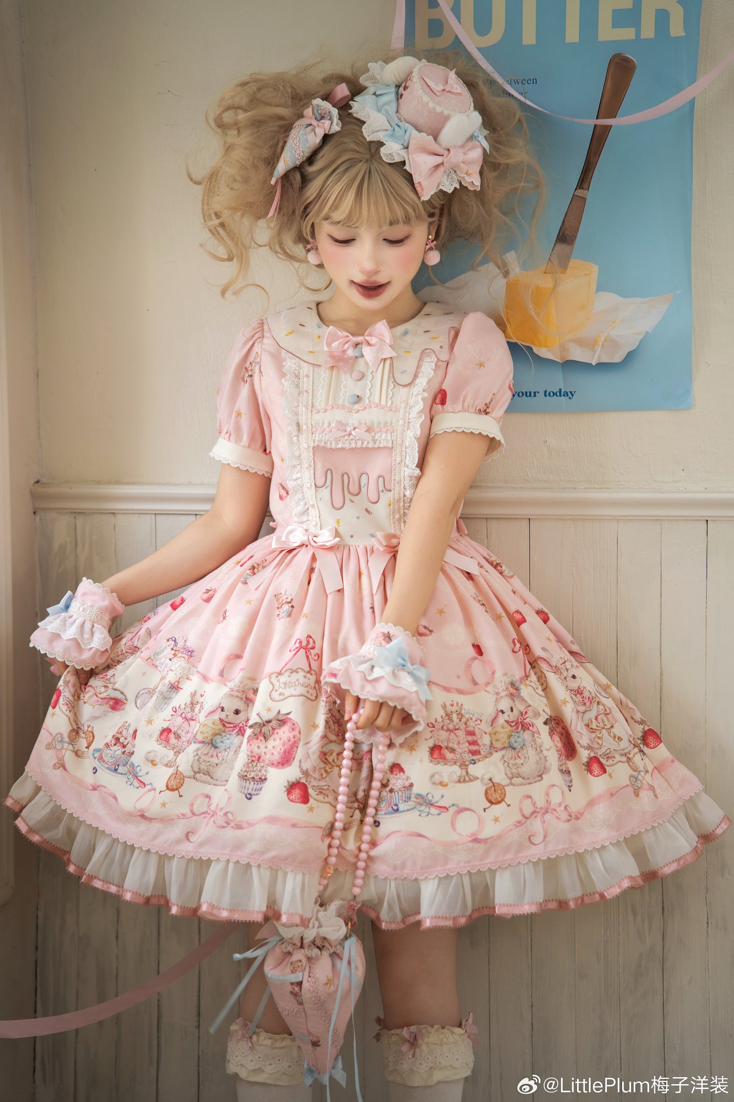 【受注予約1/7まで】Bunny Bakery 付け袖付きワンピース・オーガンジータイプ