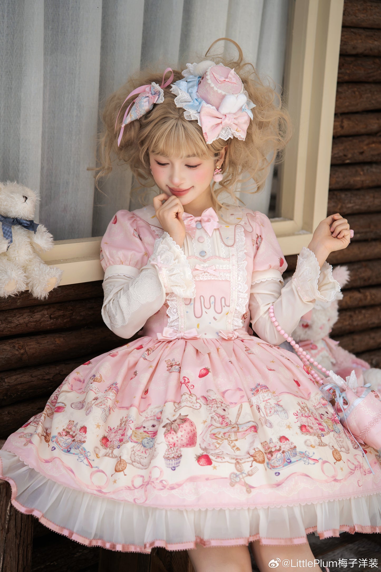 【受注予約1/7まで】Bunny Bakery 付け袖付きワンピース・オーガンジータイプ