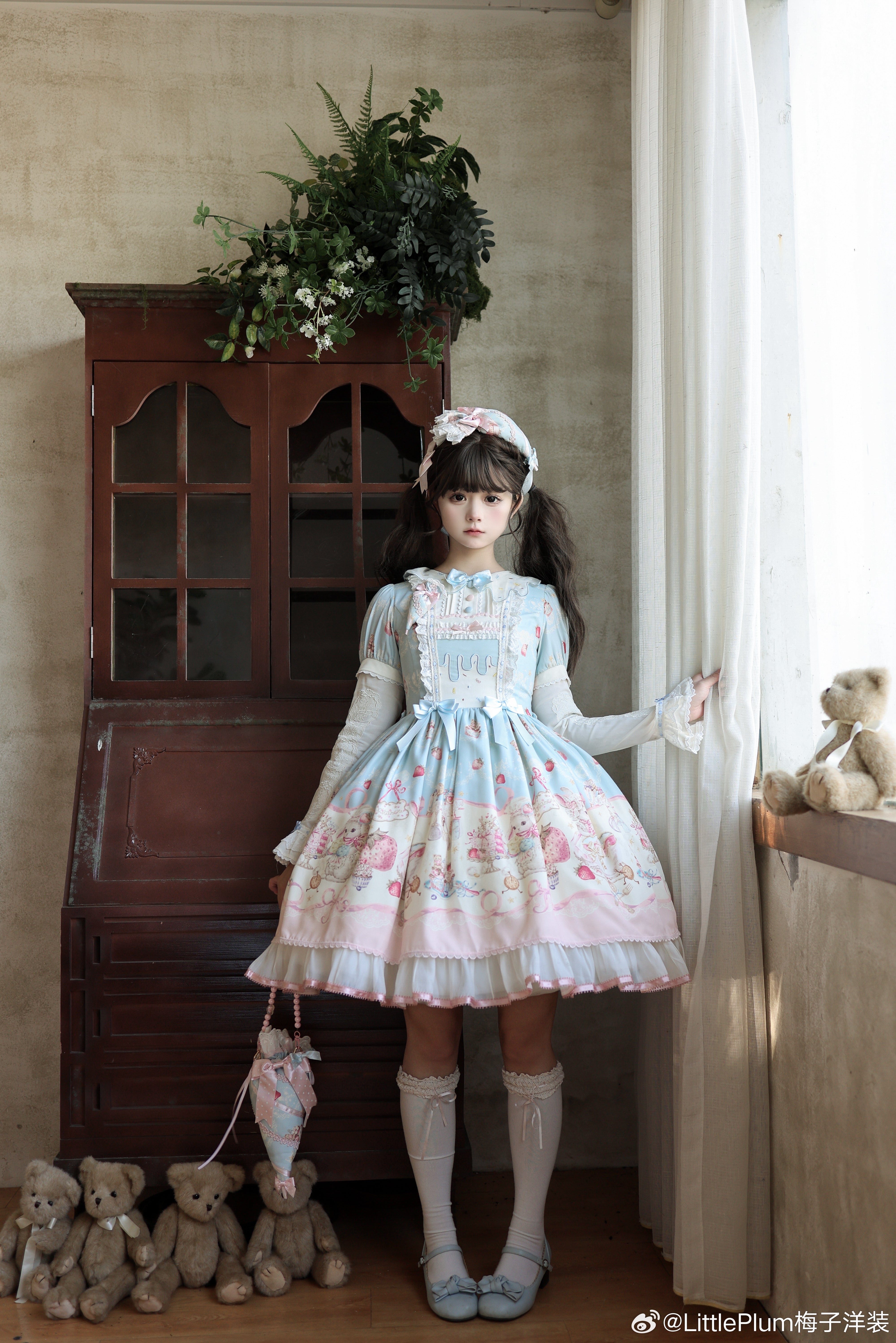 受注予約1/7まで】Bunny Bakery 付け袖付きワンピース・オーガンジー