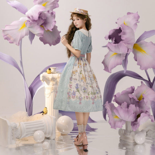 [Pre-orders available until 2/11] Illustration de Porcelaine Iris short-sleeved dress