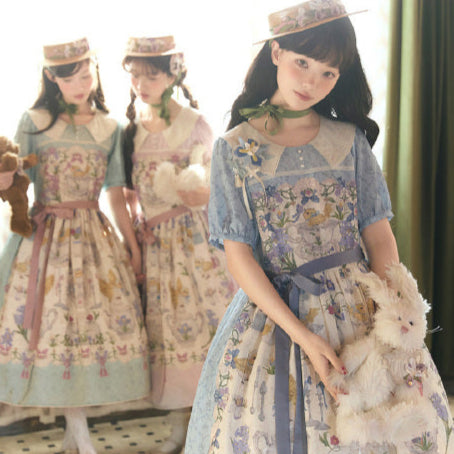 [Pre-orders available until 2/11] Illustration de Porcelaine Iris short-sleeved dress