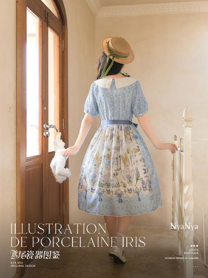 [Pre-orders available until 2/11] Illustration de Porcelaine Iris short-sleeved dress