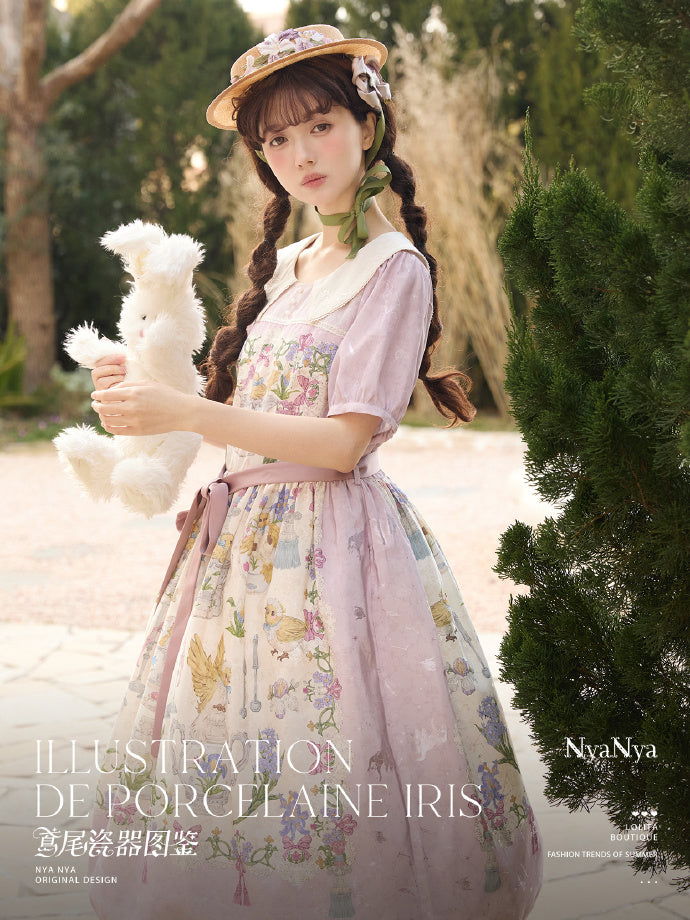 [Pre-orders available until 2/11] Illustration de Porcelaine Iris short-sleeved dress