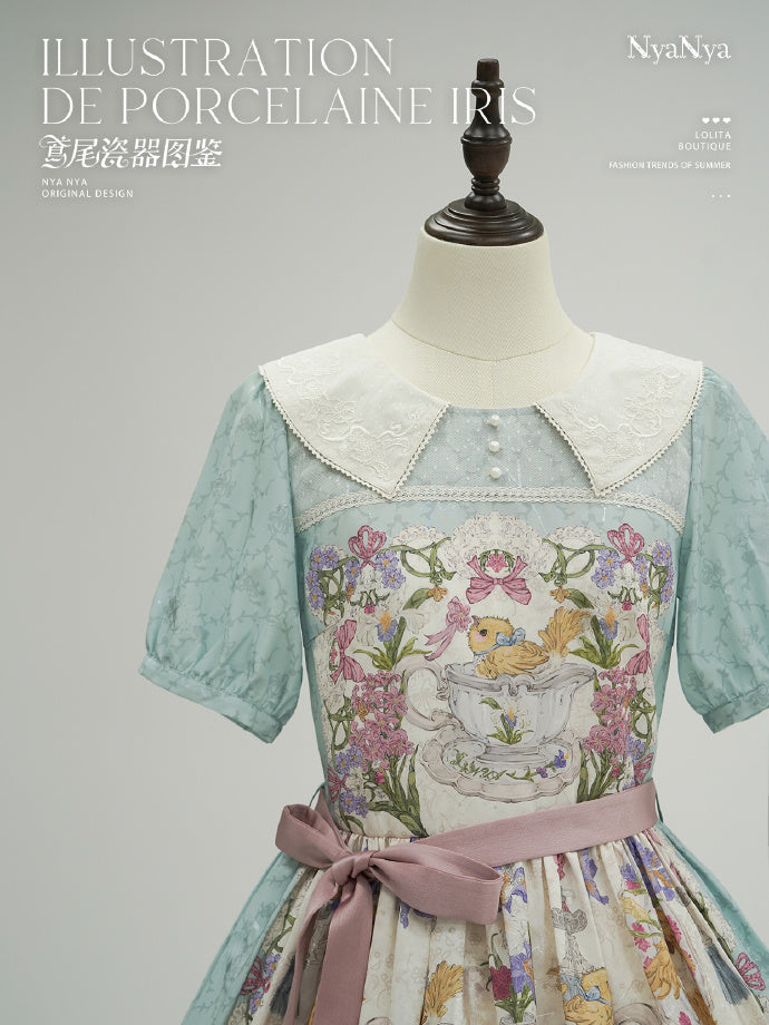 [Pre-orders available until 2/11] Illustration de Porcelaine Iris short-sleeved dress