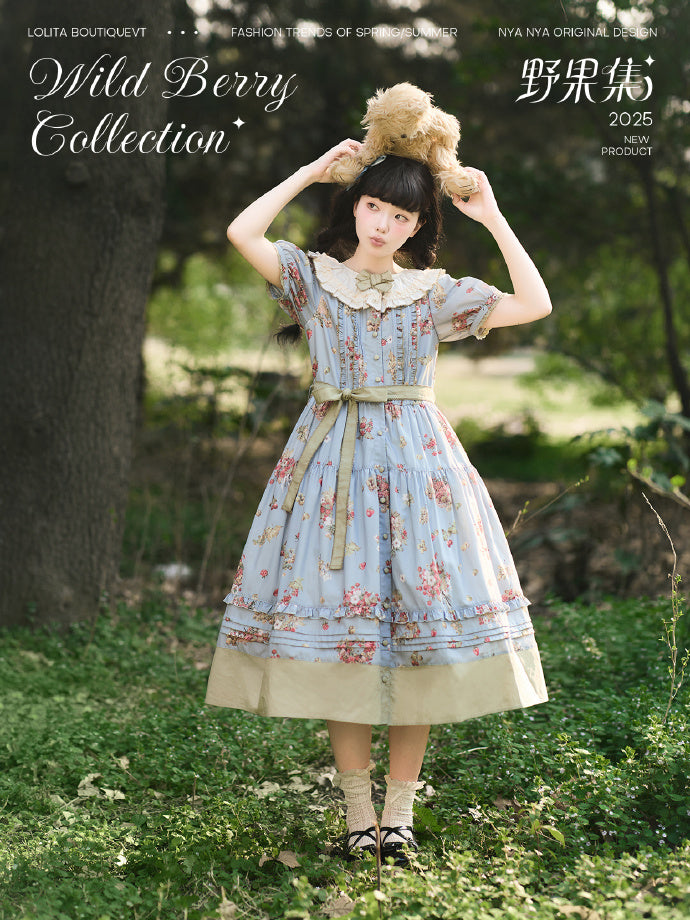 【受注予約4/23まで】Wild Berry Collection フリルネックワンピース・切替タイプ