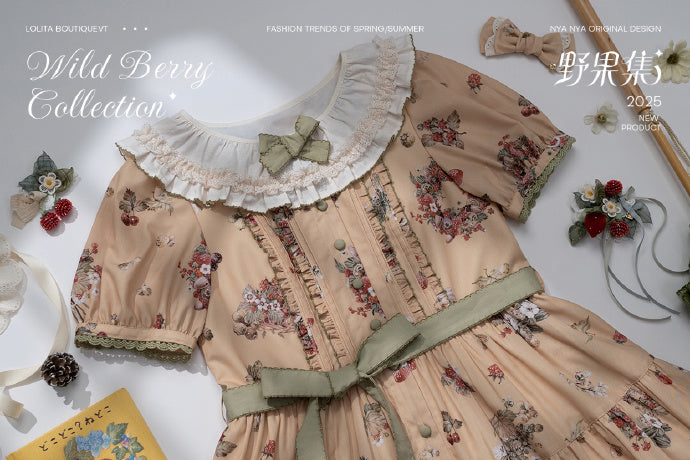 【受注予約4/23まで】Wild Berry Collection フリルネックワンピース・切替タイプ