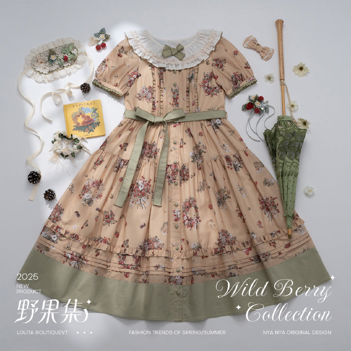 【受注予約4/23まで】Wild Berry Collection フリルネックワンピース・切替タイプ