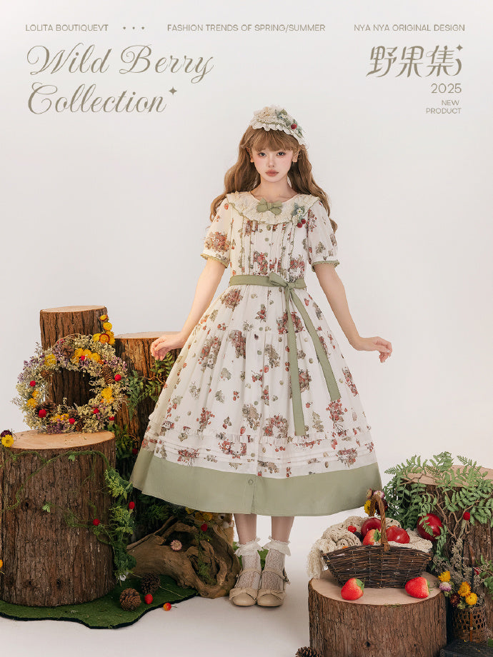 【受注予約4/23まで】Wild Berry Collection フリルネックワンピース・切替タイプ