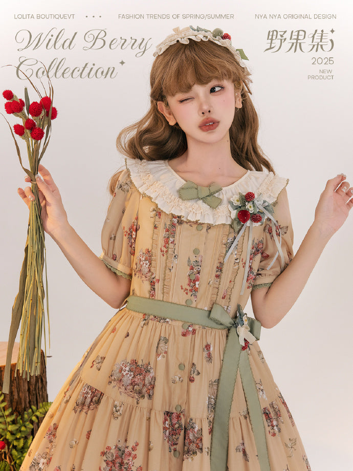 【受注予約4/23まで】Wild Berry Collection フリルネックワンピース・切替タイプ