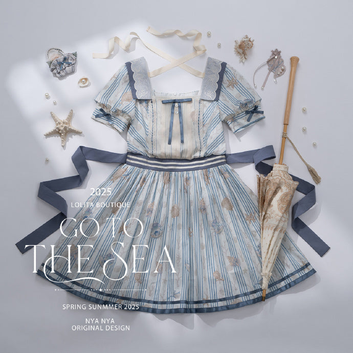 【受注予約5/13まで】Go To the Sea 刺繍ワンピース・ショート丈