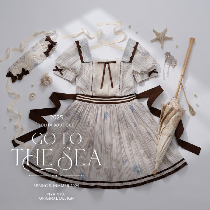 【受注予約5/13まで】Go To the Sea 刺繍ワンピース・ショート丈