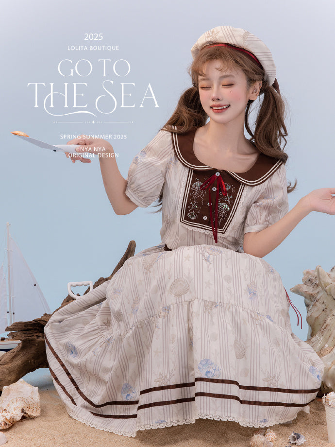 【受注予約5/13まで】Go To the Sea セーラーカラー半袖トップス