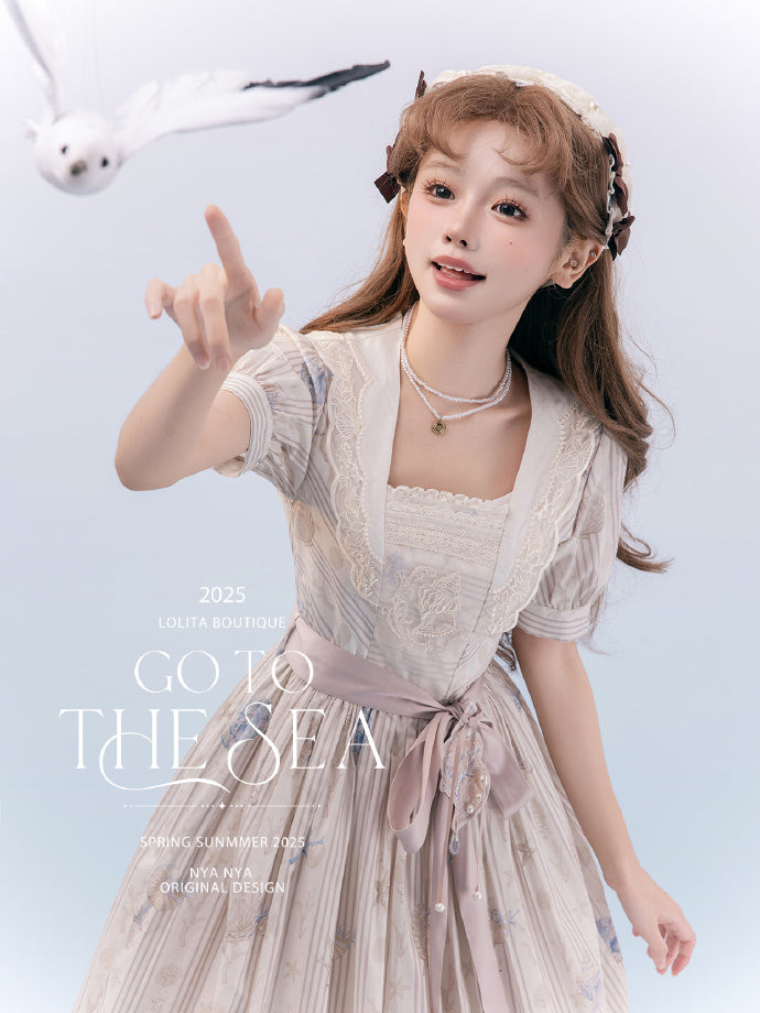 【受注予約5/13まで】Go To the Sea 刺繍ワンピース・ロング丈