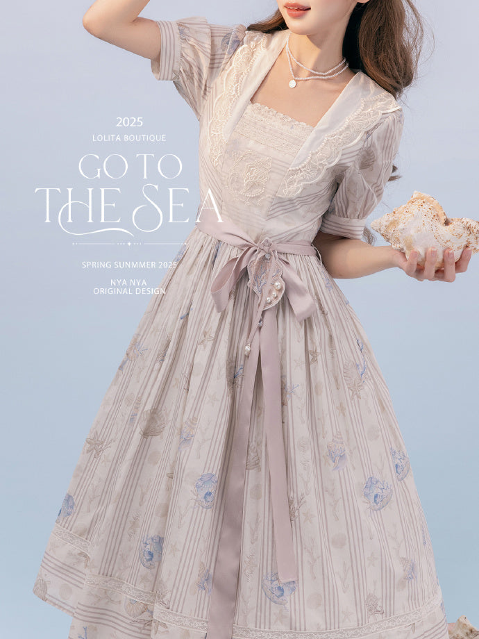 【受注予約5/13まで】Go To the Sea 刺繍ワンピース・ロング丈