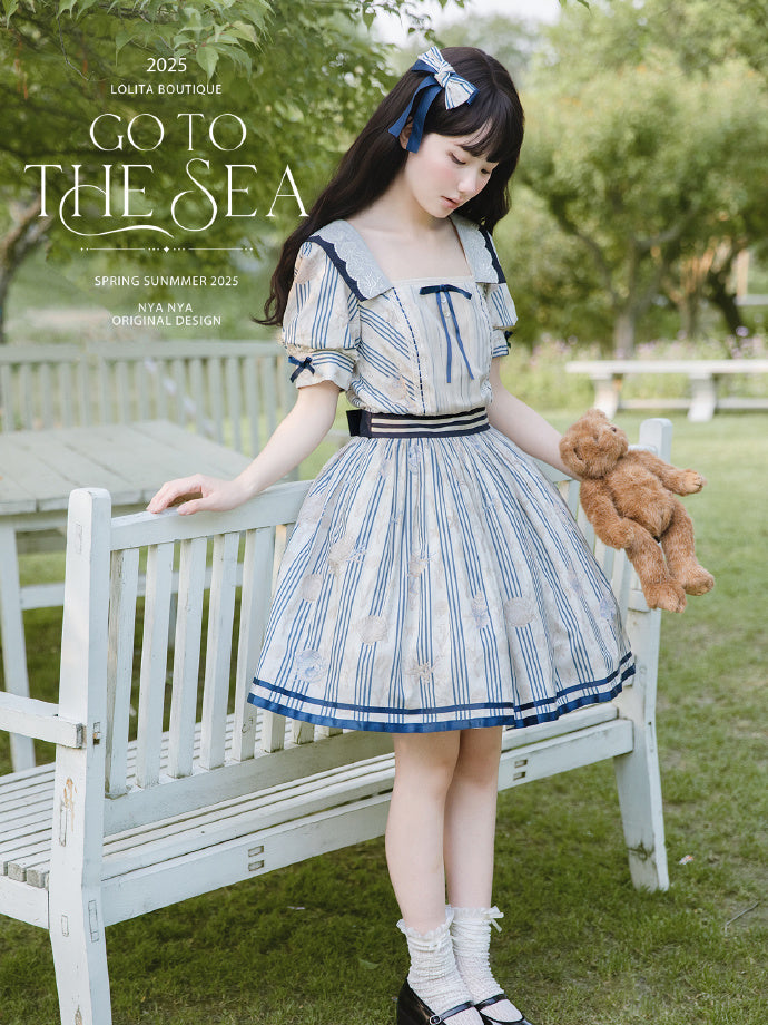 【受注予約5/13まで】Go To the Sea 刺繍ワンピース・ショート丈