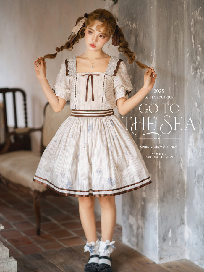 【受注予約5/13まで】Go To the Sea 刺繍ワンピース・ショート丈