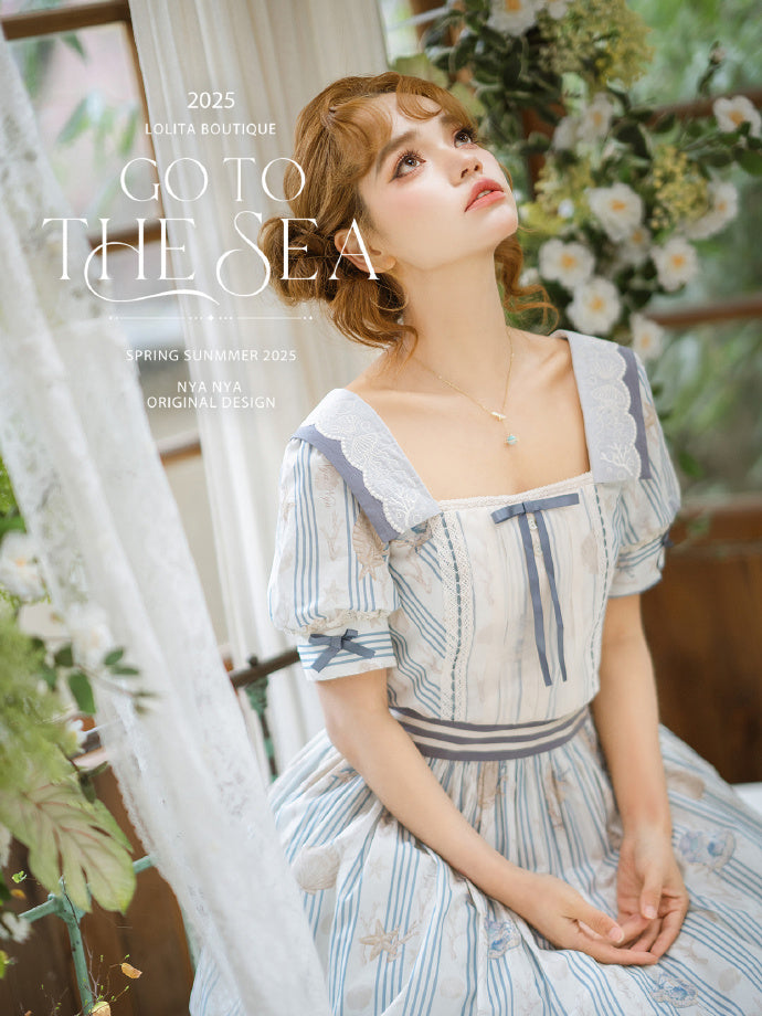 【受注予約5/13まで】Go To the Sea 刺繍ワンピース・ショート丈