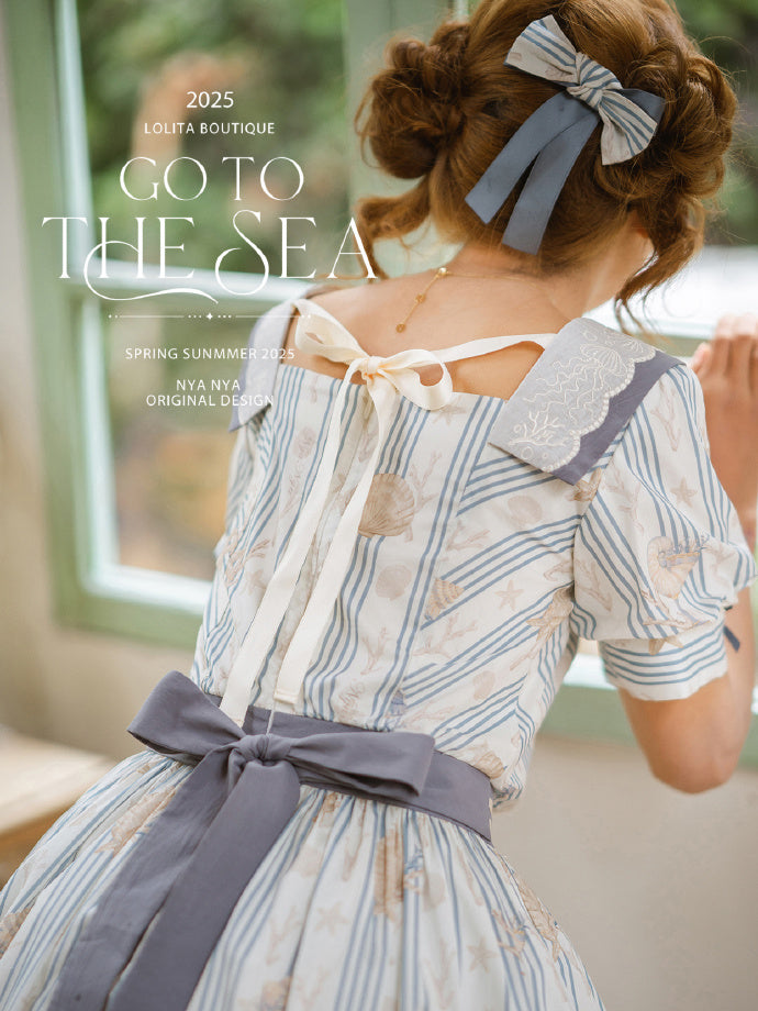 【受注予約5/13まで】Go To the Sea 刺繍ワンピース・ショート丈