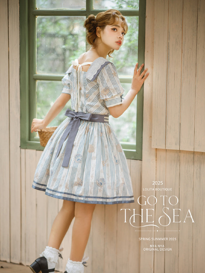【受注予約5/13まで】Go To the Sea 刺繍ワンピース・ショート丈