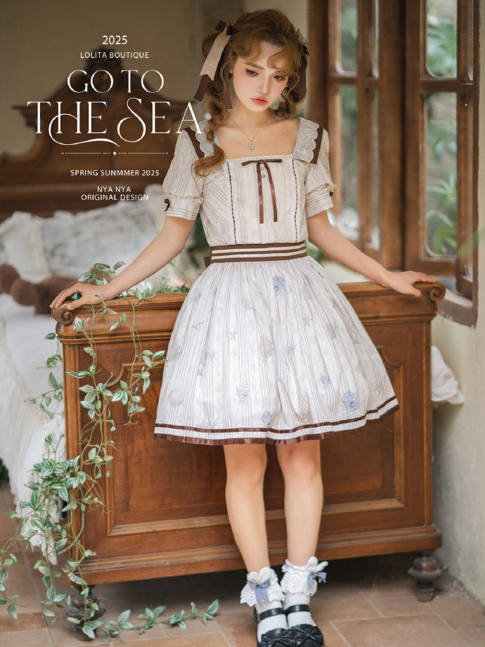 【受注予約5/13まで】Go To the Sea 刺繍ワンピース・ショート丈