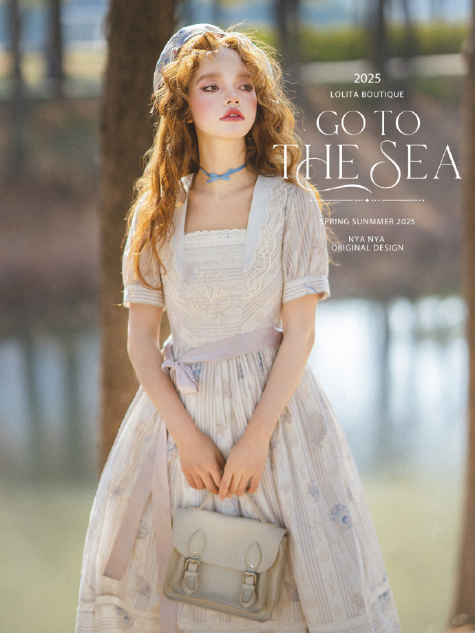 【受注予約5/13まで】Go To the Sea 刺繍ワンピース・ロング丈