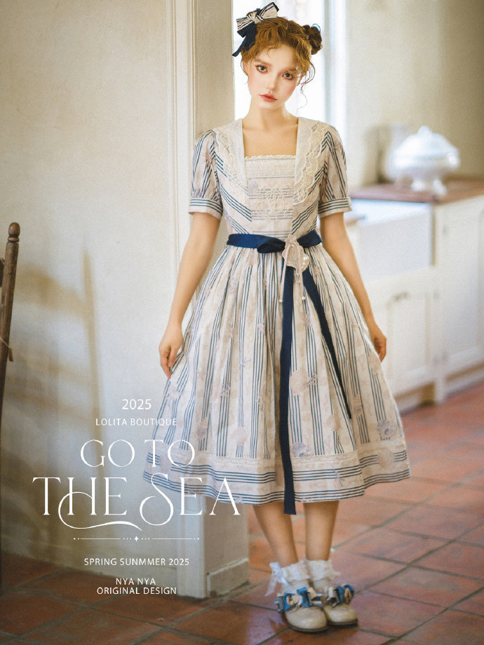 【受注予約5/13まで】Go To the Sea 刺繍ワンピース・ロング丈