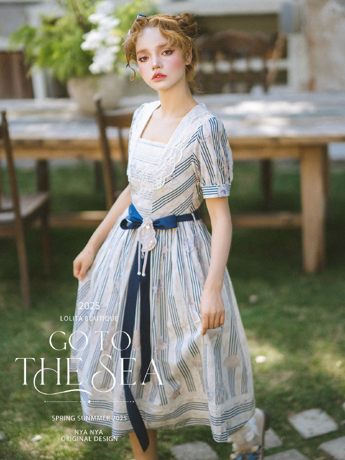 【受注予約5/13まで】Go To the Sea 刺繍ワンピース・ロング丈