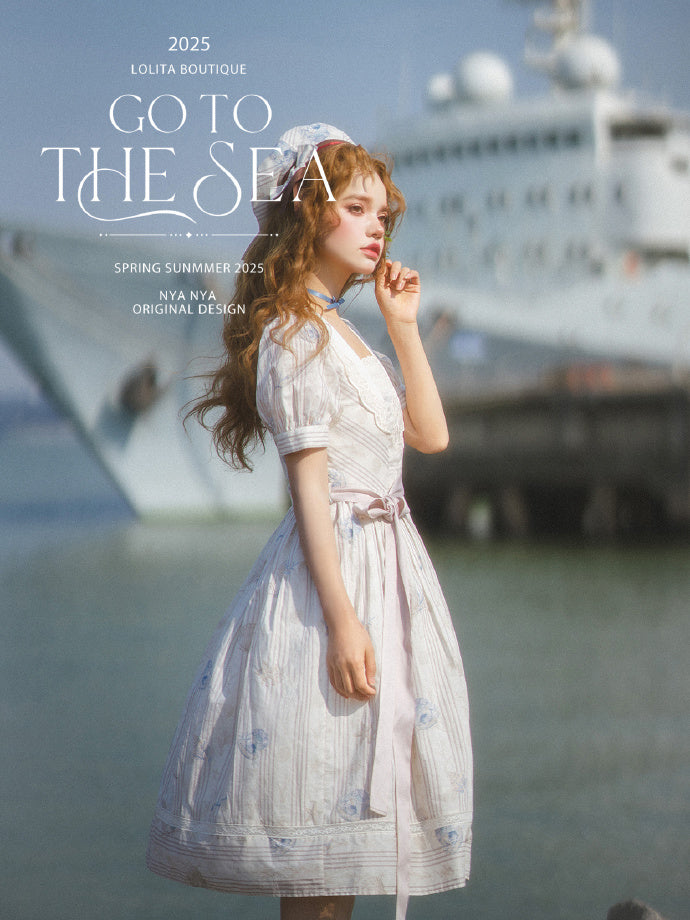 【受注予約5/13まで】Go To the Sea 刺繍ワンピース・ロング丈