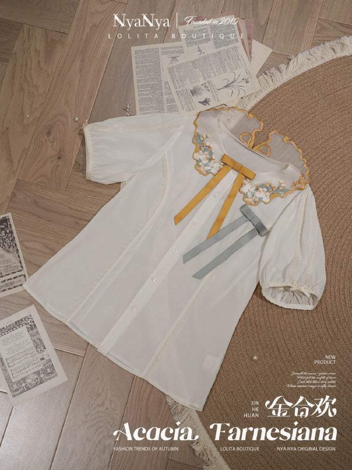 【受注予約8/20まで】Acacia Farnesiana 刺繍ブラウス