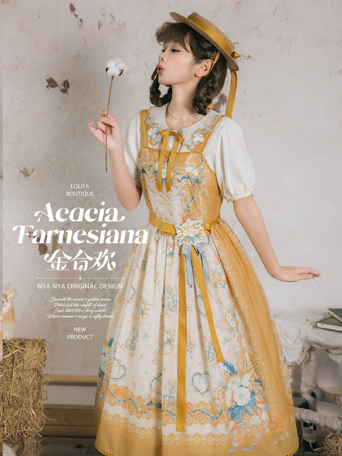 【受注予約8/20まで】Acacia Farnesiana プリントジャンパースカート