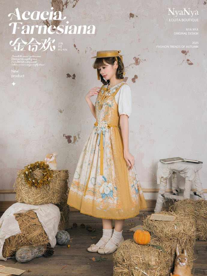 【受注予約8/20まで】Acacia Farnesiana プリントジャンパースカート